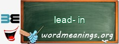 WordMeaning blackboard for lead-in